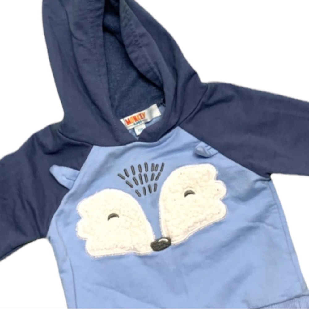 5/$25 Monkey Bars Plush Fox Hoodie Sweatshirt Baby 12 Month